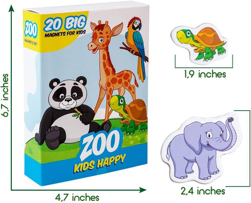 ZOO Animal Magnets for Kids - Large Fridge Magnets for Toddlers - Educational Magnetic Toys for 3 Year Olds - Jungle