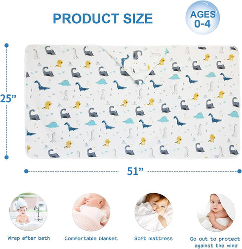 REMASS 6-Layer 25x51inches 0-4 Muslin Hooded Towel Made from Organic Cotton Cotton Bath Towel, Soft Bath Towels