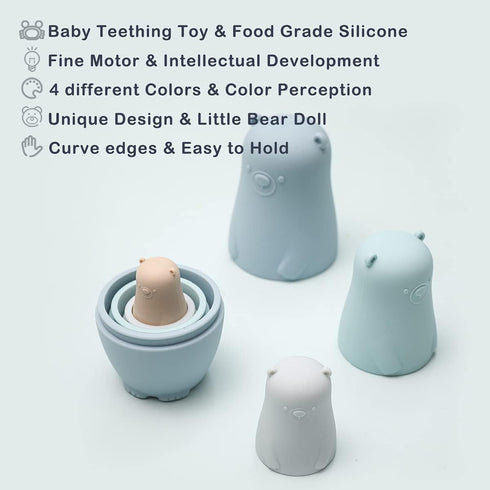 OESSUF Nesting Dolls, Russian Silicone Nesting Dolls for Toddlers, Matryoshka Doll Montessori Educational Toy for Kids