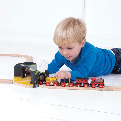 Bigjigs Rail Set Sets, 3+ Skull Cave & Tunnel - Wooden Train Accessories, Tunnels for Trains & Railway Classic Kids