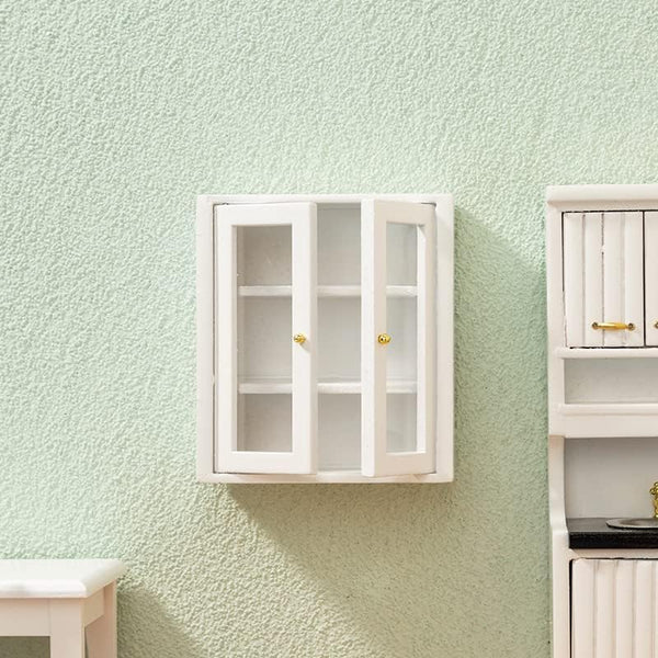 Dollhouse Wall Cabinet Wooden Miniature Cupboard 1:12 Scale Kitchen Furniture Dollhouse Hanging