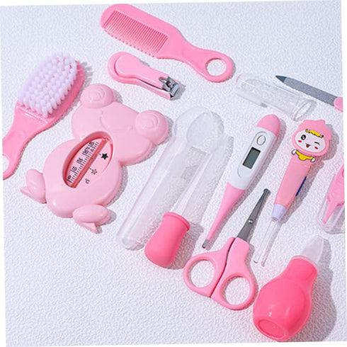 Jualyue Set 13 PCS/Set, Baby Healthcare and Grooming Kit Baby Nasal Aspirator Nail Clipper Hairbrush Newborn Daily