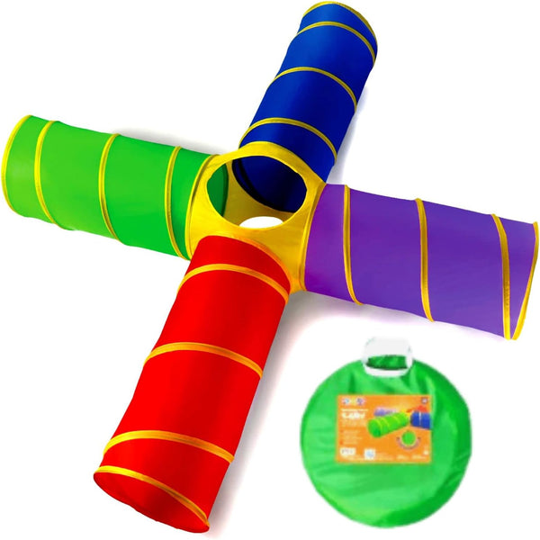 Play22 4-Way Play Tunnel for Kids - 8 Feet Indoor/Outdoor Fun for Kids, Dogs Tunnel Ball Pit