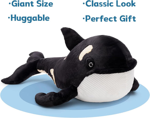 31.5Inch MorisMos Orca Stuffed Animal, Realistic Stuffed Orca Plush Toy, Soft Killer Whale Stuffed Animal Toy Sea