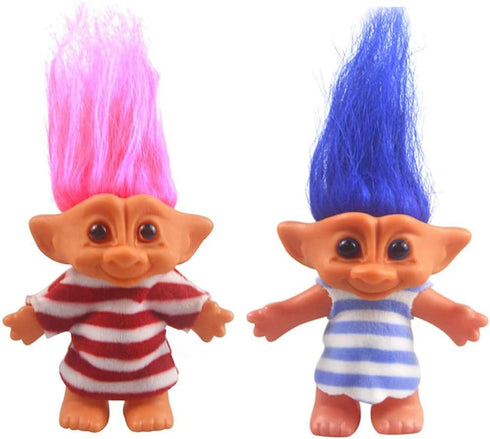 2packs Vintage Troll Dolls Set,Retro Troll Doll Chromatic Adorable for Collections, School