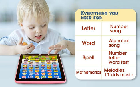 Kids Tablet Learning Pad, with 6 Games to Learn Music/Words/Letters, Education Tablet for Boys & Girls 3 Years Up