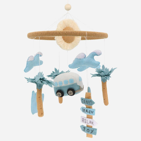 Surf Mobile for Crib Handmade Felt Nursery Decor Crib Mobile surf for Bassinet Baby Shower Newborn Baby Gift Beach