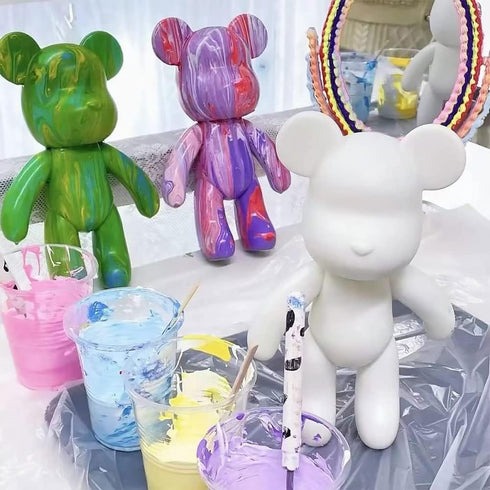 SOUFEEL DIY Fluid Bear Painting Kit, Teddy Bear Creative Home Decoration Handmade Doll for Birthday Gift