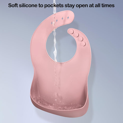 Set of 3 Silicone Bibs for Babies Toddler Girls - Soft Adjustable Waterproof Bibs for Baby Feeding Essentials