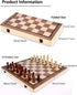 15" Set 2 Set Wooden Chess | Folding Board, Extra Queens | Magnetic Chess Board for Adults & Kids, Pieces Storage Slots