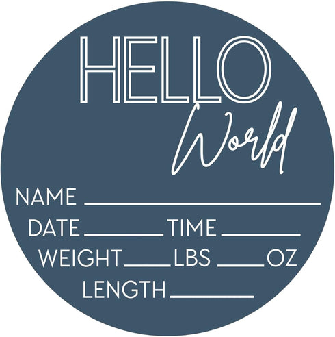 Hello World Newborn Sign - Baby Name Birth Announcement Plaque for Hospital