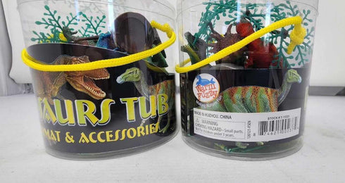 WARM FUZZY Toys Kids Tub of 7 Realistic Dinosaur Figurines, Engaging Educational Playtime for Ages 3+