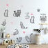 Cartoon Cats Wall Decals - MAIYU 9 Cute Kittens with Butterfly Heart Paw Print Stickers for Kids Room