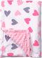 Baby Double Layer Soft Plush Minky Blanket, Dotted Backing for Boys Girls - Toddler Newborn Shower Gift (Peach Hearts)