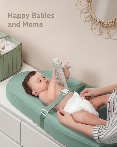 3216, Contoured Changing Pad with Soft & Washable Cover, Waterproof Lining Foam Baby Changing Table Pads for Dresser