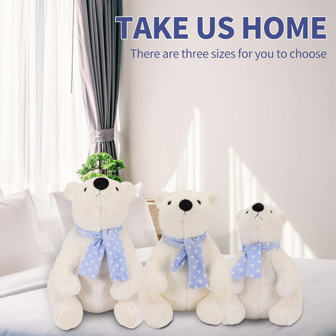 ROPELOK 15.7 Inch Polar Bear Stuffed Animal Plush, Lifelike Super Soft Cute Polar Bear with Scarf, Kawaii Cute Plush