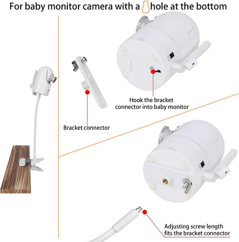 Flexible Baby Monitor Clip Camera Mount Compatible with Infant Optics DXR-8, Long Gooseneck Arm for Crib