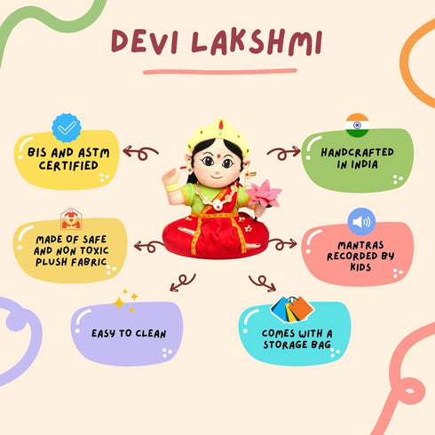 Panda's Box Musical Devi Lakshmi Plush Toy - Mantra Chanting | Best Gift for Kids