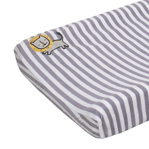 Little Love by NoJo Roarsome Lion - Grey, White Stripe Plush Changing
