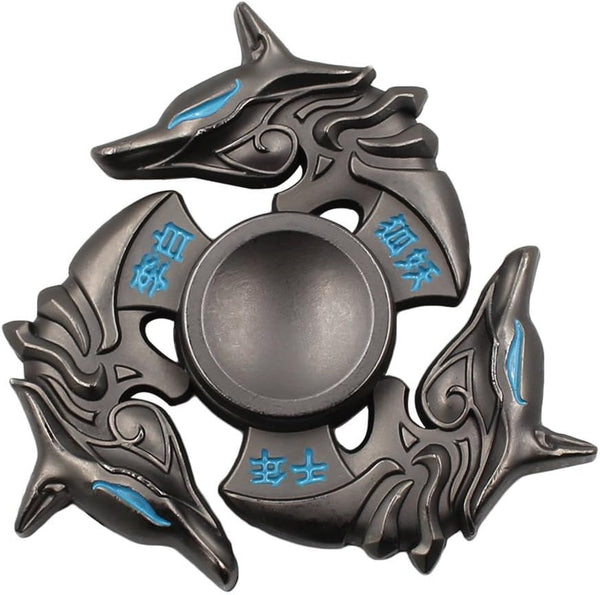 Fidget Spinner Metal Hand Spinner EDC Toy - Ultra Durable High Speed Anxiety Relief, Black Fox