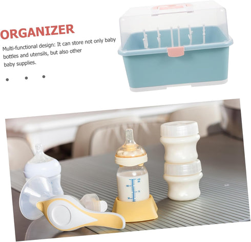 Large Capacity Bottle Storage Box with Drying Rack for Pacifiers and Tableware Portable Feeding Organizer in Bright