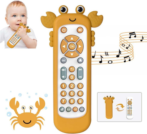 Baby TV Remote Control Toy with Soft Silicone Cover, Musical Realistic Play Remote Toy for 6M+ Boy and Girls