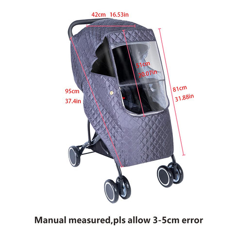 Winter Stroller Weather Shield, Universal Baby Stroller Rain Cover, Waterproof, Dark Gray
