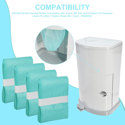 Lisyee 4 Pack 280 Adult Diaper Liner Refills Compatible with Janibell Akord Slim Model Adult Diaper System, Green
