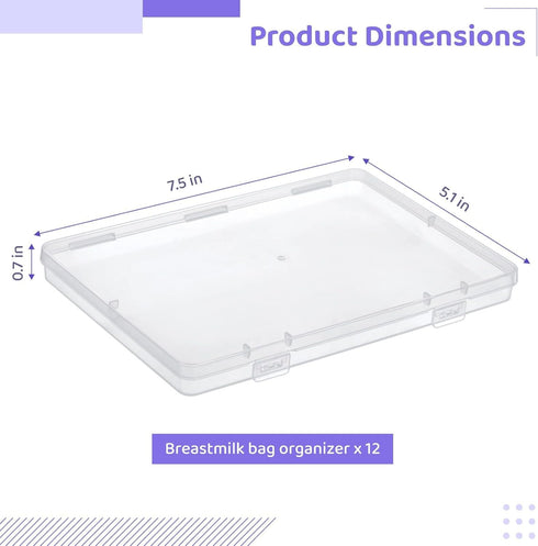 yeeplant 12-Pack 7.5 5.1 0.7 Inches Clear Flat Breast Milk Freezer Storage Trays, X X Stackable Organizers