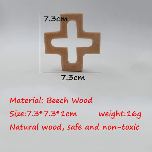 10pcs Natural Wooden Cross Pendant Pure Natural Beech Wood Animal plus Shape For Handmade Necklace/Bracelet