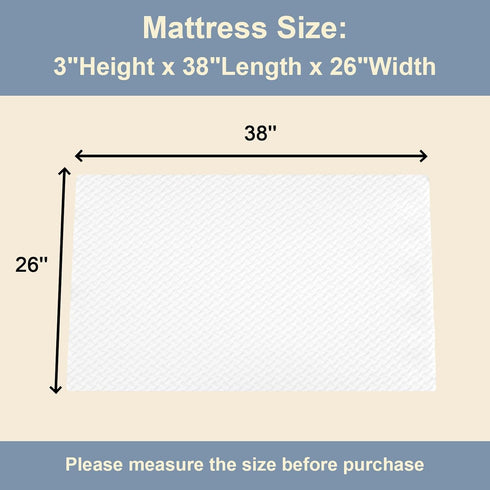 38" 26" L x W Waterproof Mini Mattress - Removable Cover & Machine Washable