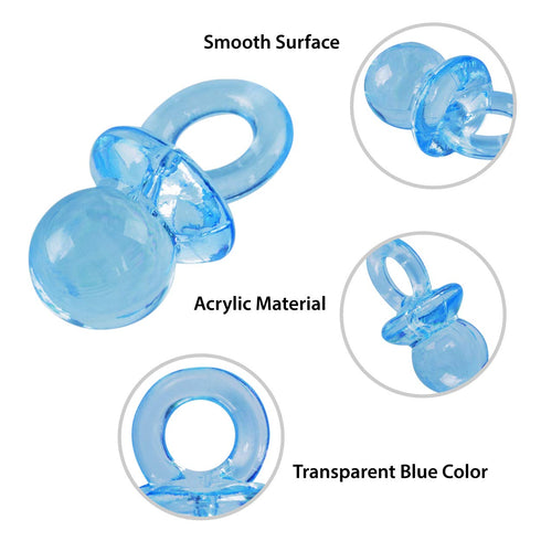 Super Z Outlet Mini Acrylic Baby Pacifiers for Baby Shower Decorations, 144 Pieces (Blue)