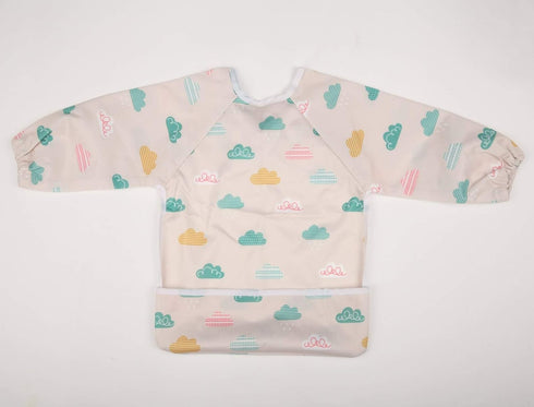 Baby Bib Sleeved Shirt with Pocket for Toddler Painting, 1-3 years old (Cloud)
