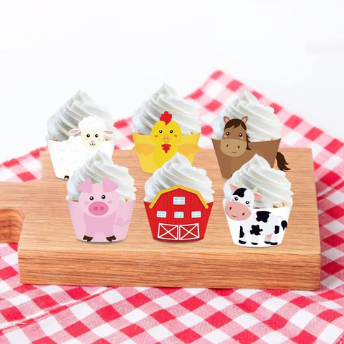 CC HOME 24 pcs Farm Animal Cupcake Wrappers for Baby Shower, Birthday Party, Wedding Decorations