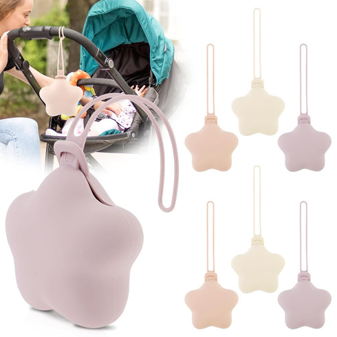 BXUYAOXMC 6 Pack Silicone Pacifier Holder Case, Safe and Soft Material, Pacifier Pouch