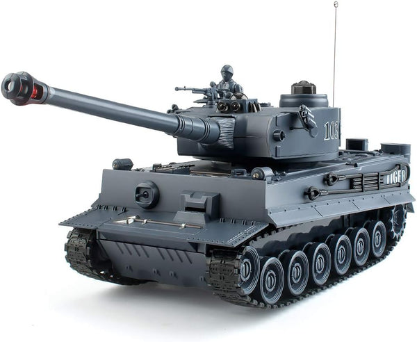 RC Tanks, 1:28 WW2 German Tiger Army Tank Toys, 9 Channels Remote Control Vehicles with Sound Light for Boys Girls