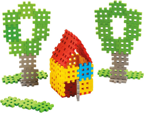 Mario-Inex Mini Waffle Block Construction Playset Toy for Kids - 70 Interlocking Rainbow Puzzle Pieces