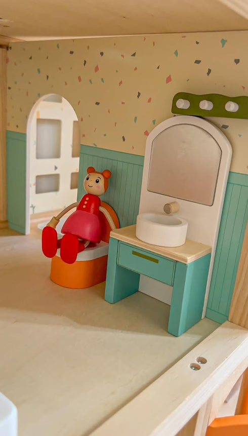 Giant Wooden Dollhouse Furniture Set, 26 Pcs for Kitchen, Living Room, Bedroom, Bathroom, Babyroom, Candy Accessories