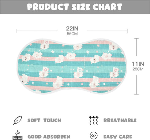 tplaotee 22x11in Cartoon Cute White Sheeps Blue and Pink Stripes Cotton Neutral Burp Cloths Easy Care wash rag