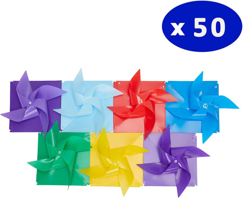 50 Pcs Pinwheels, Wind Spinners and Party Favors for Kids, Outdoor Decorative Pinwheels for Yard and Garden