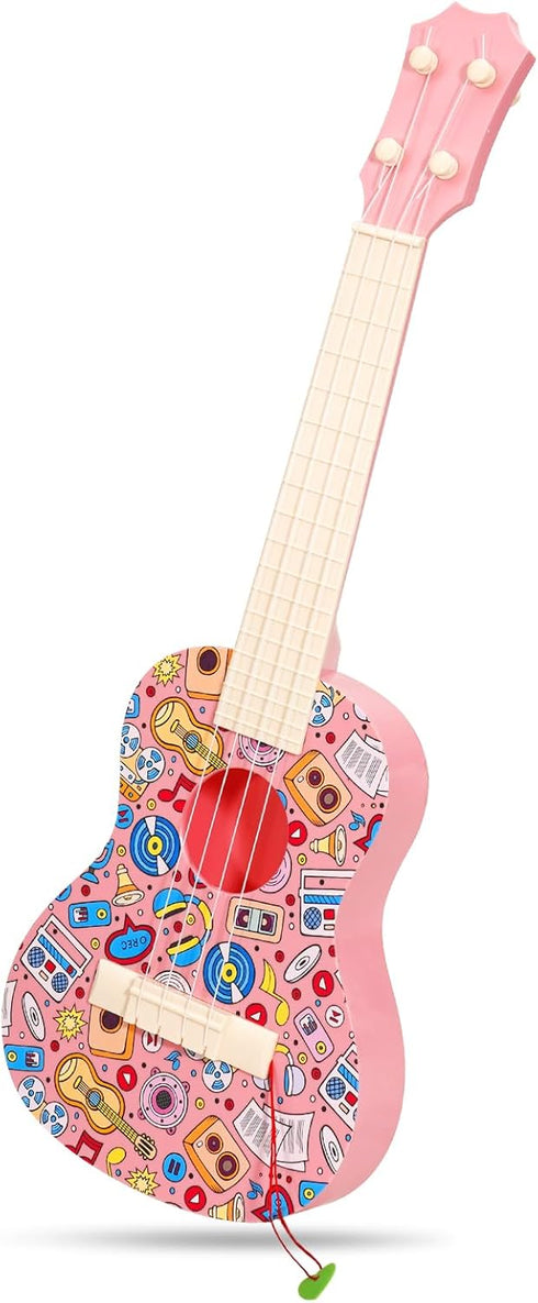 LeeQee 21in Colorful Graffiti Ukulele Guitar for Kids, 4 Strings Kids Guitar Ukulele