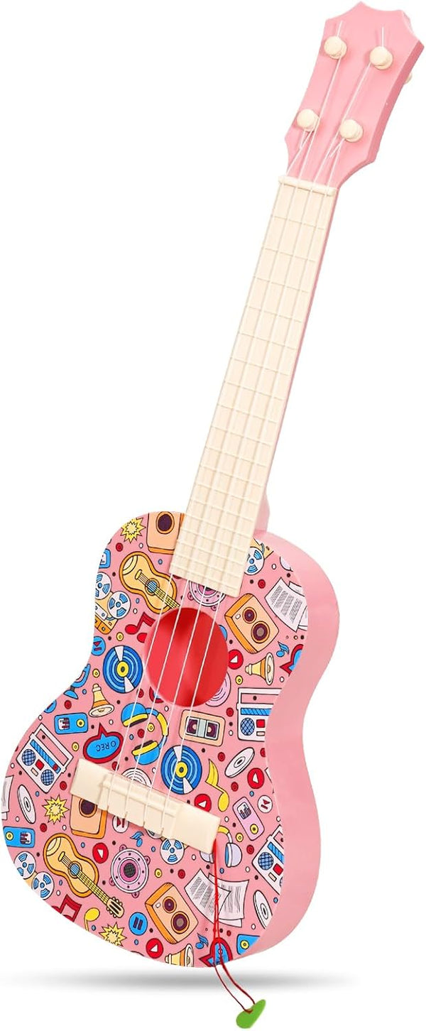 LeeQee 21in Colorful Graffiti Ukulele Guitar for Kids, 4 Strings Kids Guitar Ukulele