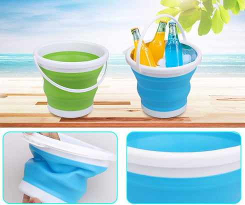 3L Jumbo Foldable Buckets, Silicone Sand Beach Toy Pails for Kids and Adults, Multi Use for Outdoor Activities