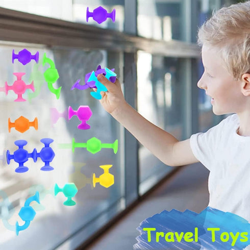 50Pcs Bath Toys for Kids Ages 3+, Suction Cup Sensory Toys, Travel Window Toys, Dinosaur Eggshell Storage