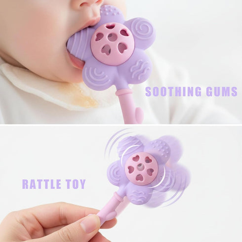 3-6 0-6 6-12 Baby Teething Toys Months, Teether and Sensory Rattle for Babies Months, Food Grade Silicone Teethers
