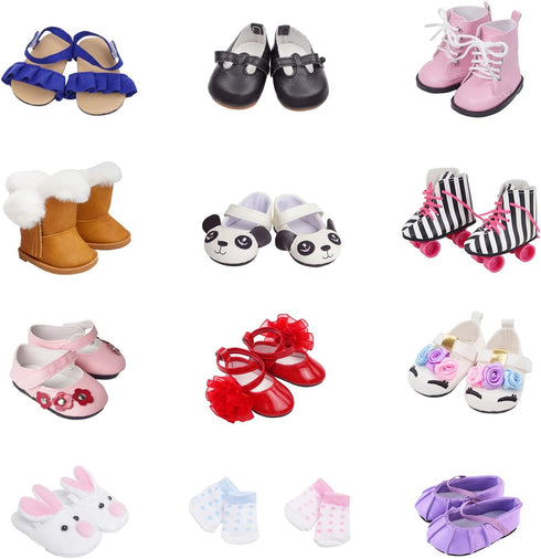 Etistta 6 Pairs of Doll Shoes, 2 Pairs of Socks for 18 inch American Dolls Accessories