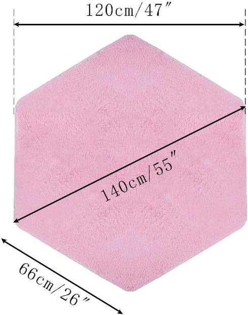 WERSHOW 55" Hexagon Coral Rug - Ultra Soft Carpet for Princess Castle Playhouse Bedroom Length Girls Anti-Slip Bottom