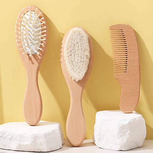 XFYSDIY Set Set Personalized Baby Hair Brush and Comb for Newborn, Custom Wooden Toddler Hair Brush with Soft Goat