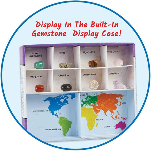 hand2mind World of Gemstones Dig Kit, 8 Real Gemstones to Uncover, Gem Digging Kit for Kids