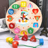 Clock Toy Wooden Teaching Clock, Penguin Pattern Educational Toys for Toddlers Teaching Time Number Puzzle Stacking.